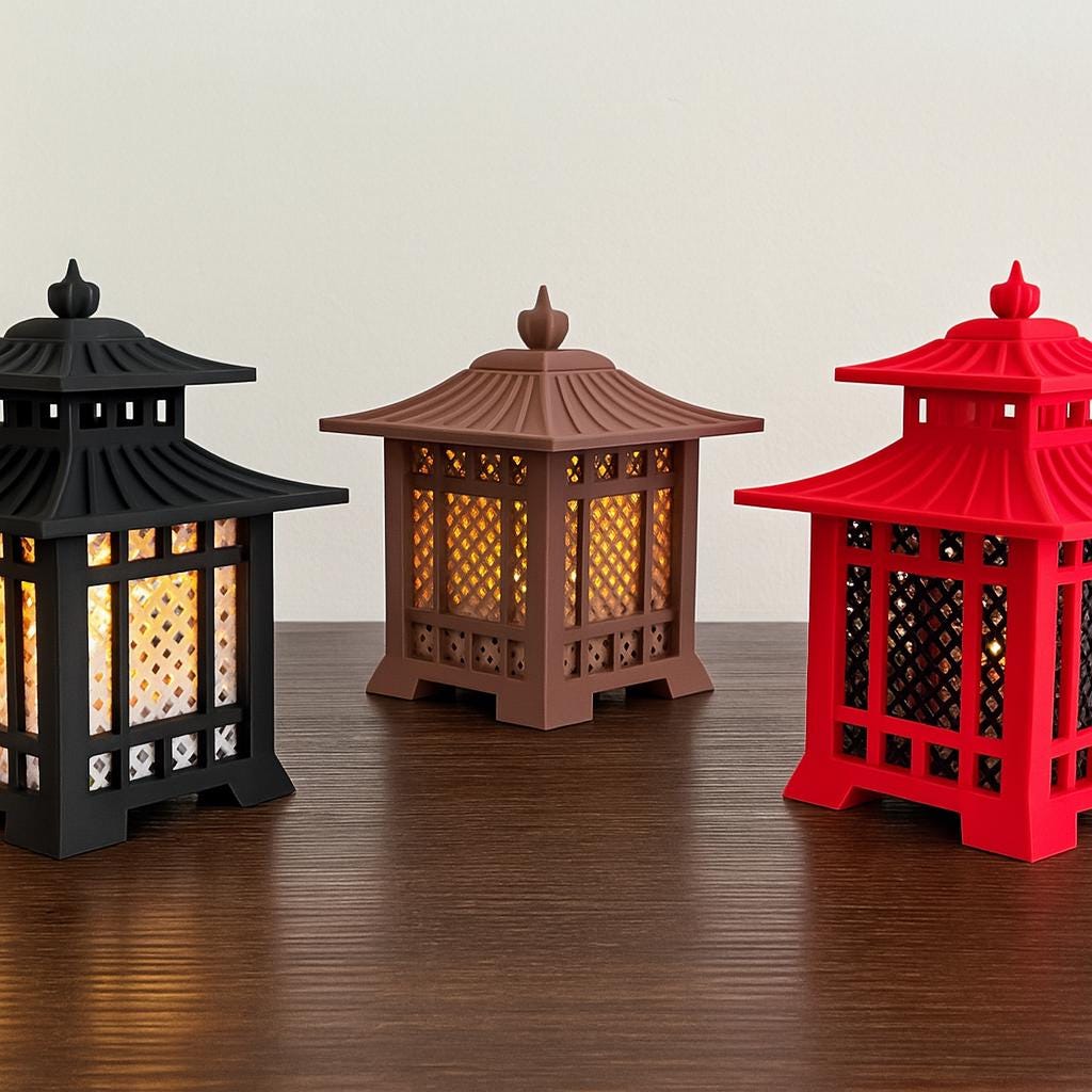Mini Japanese Tea Light Lantern Pagoda Decor, Layered Roof Style