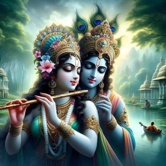 Radha Krishna good morning image with blessings