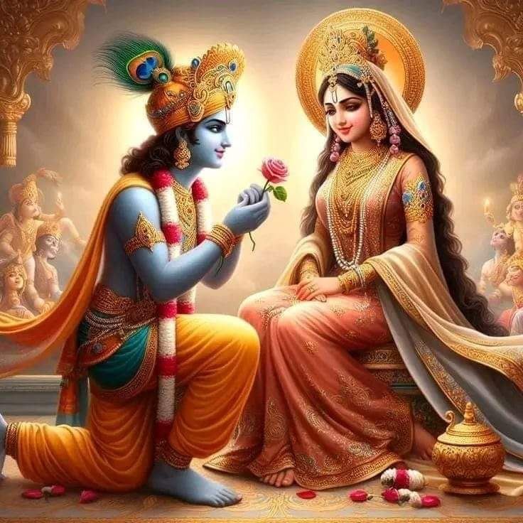 Sri Krishna and Radha images in artistic frames