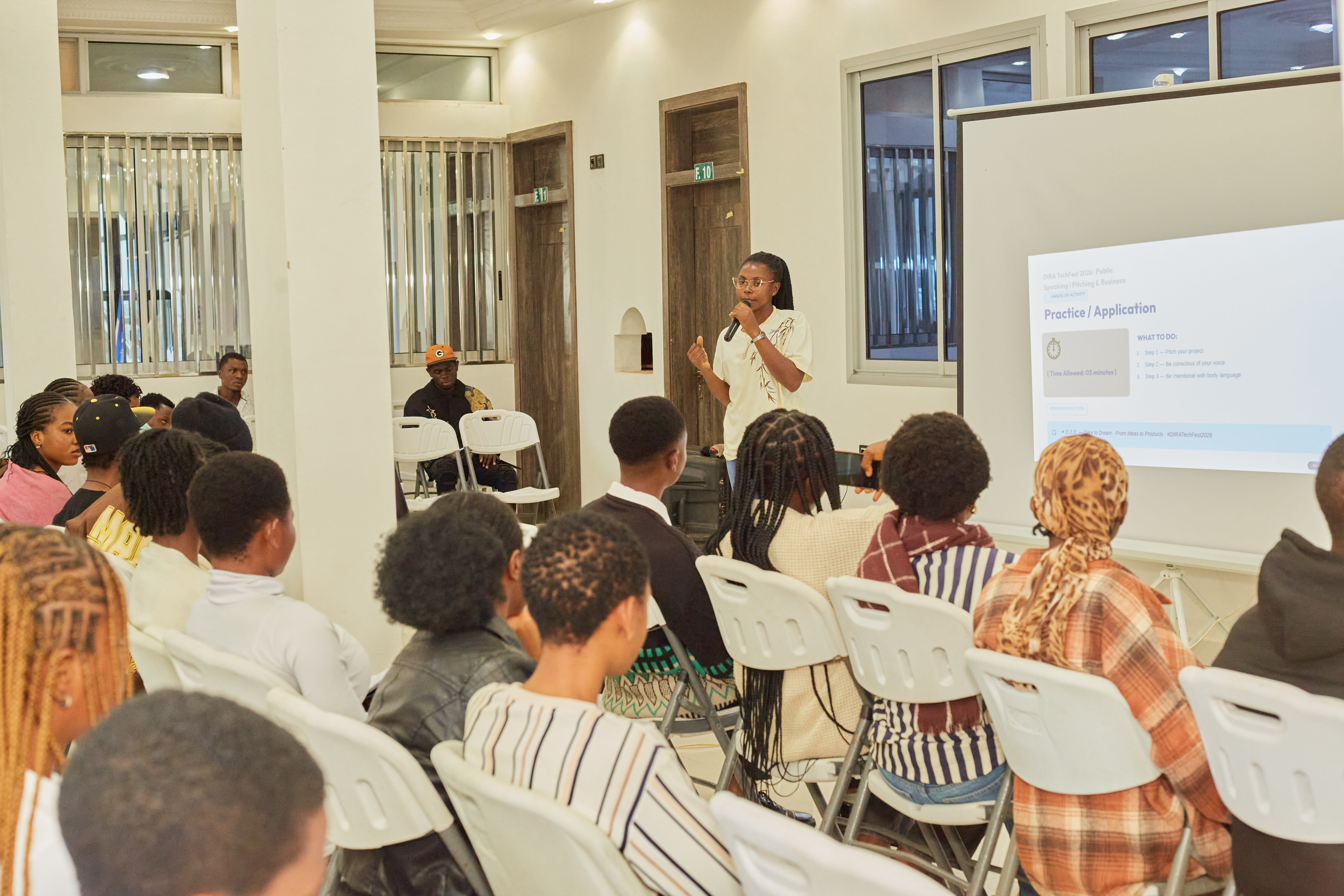 DIRA Tech Fest 2026 Day 2, 48-hour startup build sprint, team working on product at LTC Hall