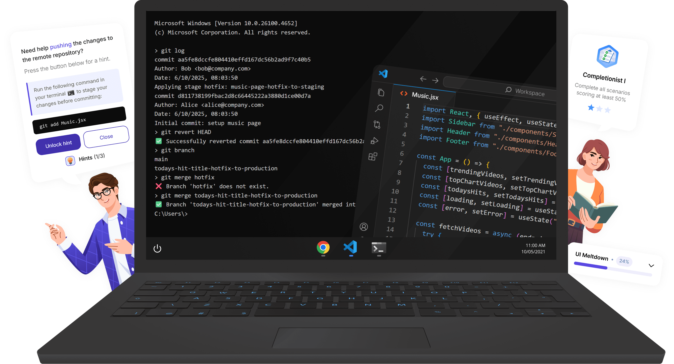 Rockit Git simulator - Stop fearing Git and practice safely without breaking anything