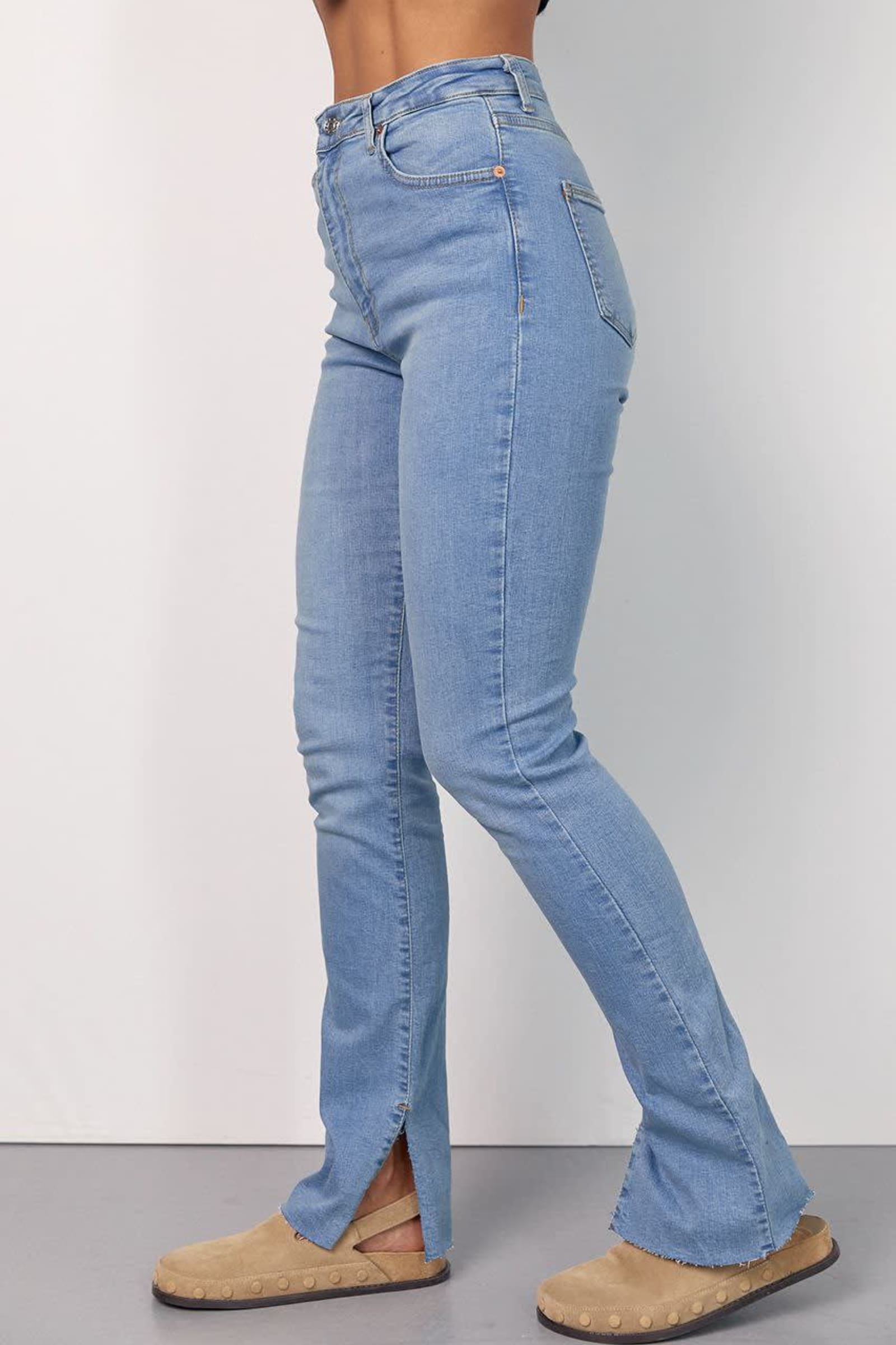Жіночі джинси skinny з розрізами — Блакитний | EMBODY — 2