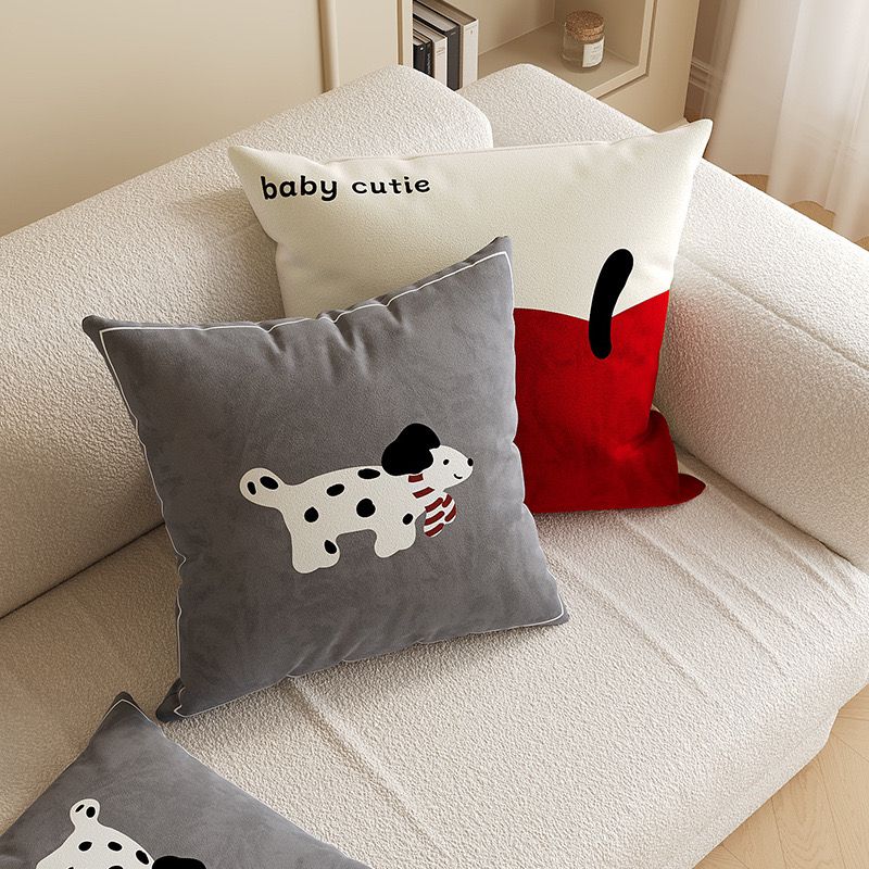 white living room throw pillow with core – cartoon & versatile backrest cushion