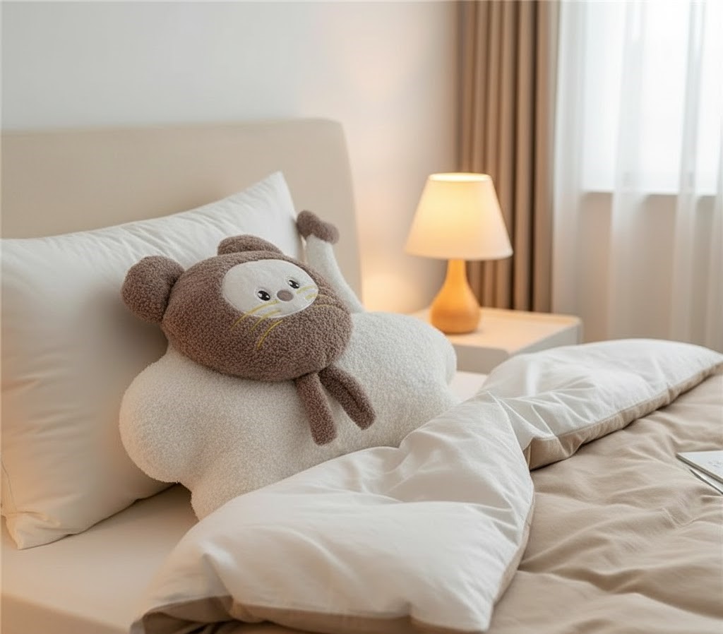 brown&white cat comfort throw pillow | cat-shaped  decorative throw pillow in nigeria