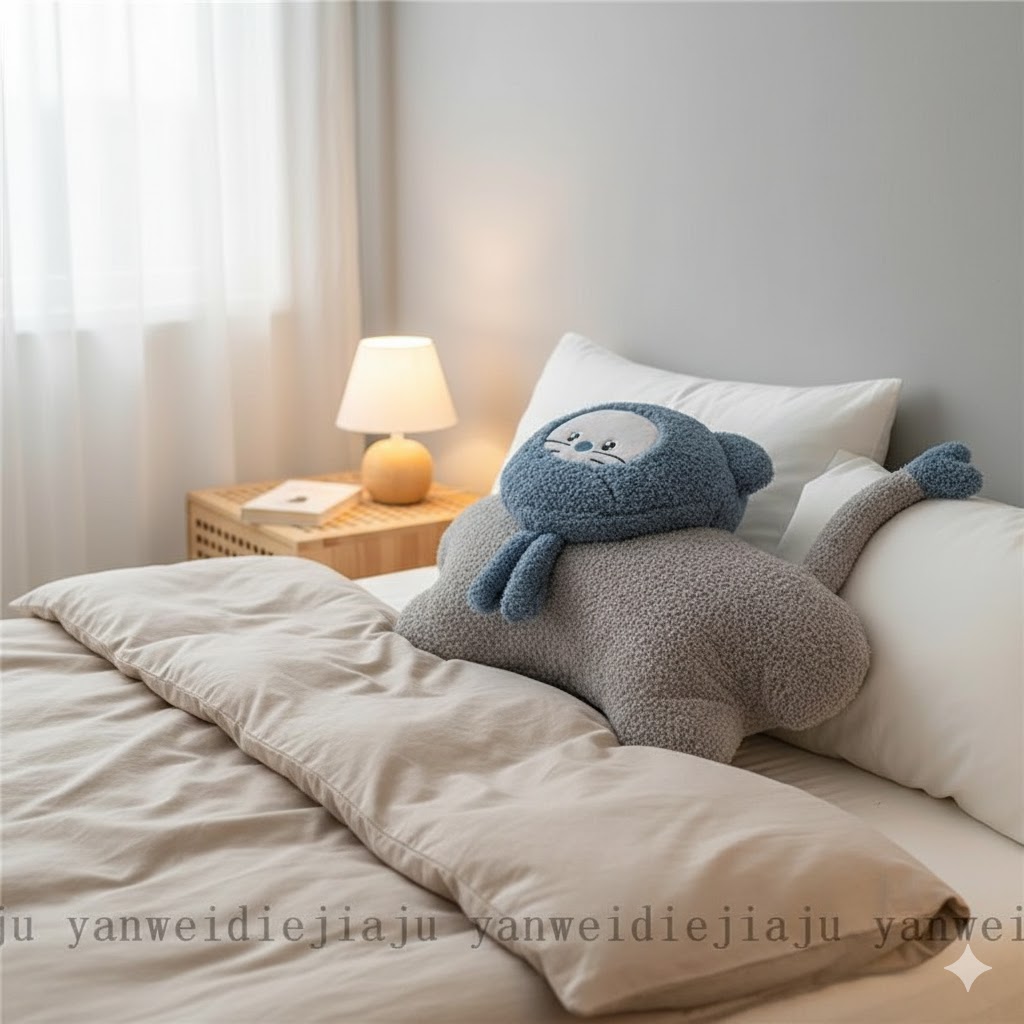 blue and grey cat comfort pillow