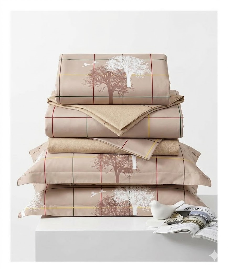 muted rose & beige bedding 6-by-6 set | modern  bedsheet & pillowcases in nigeria