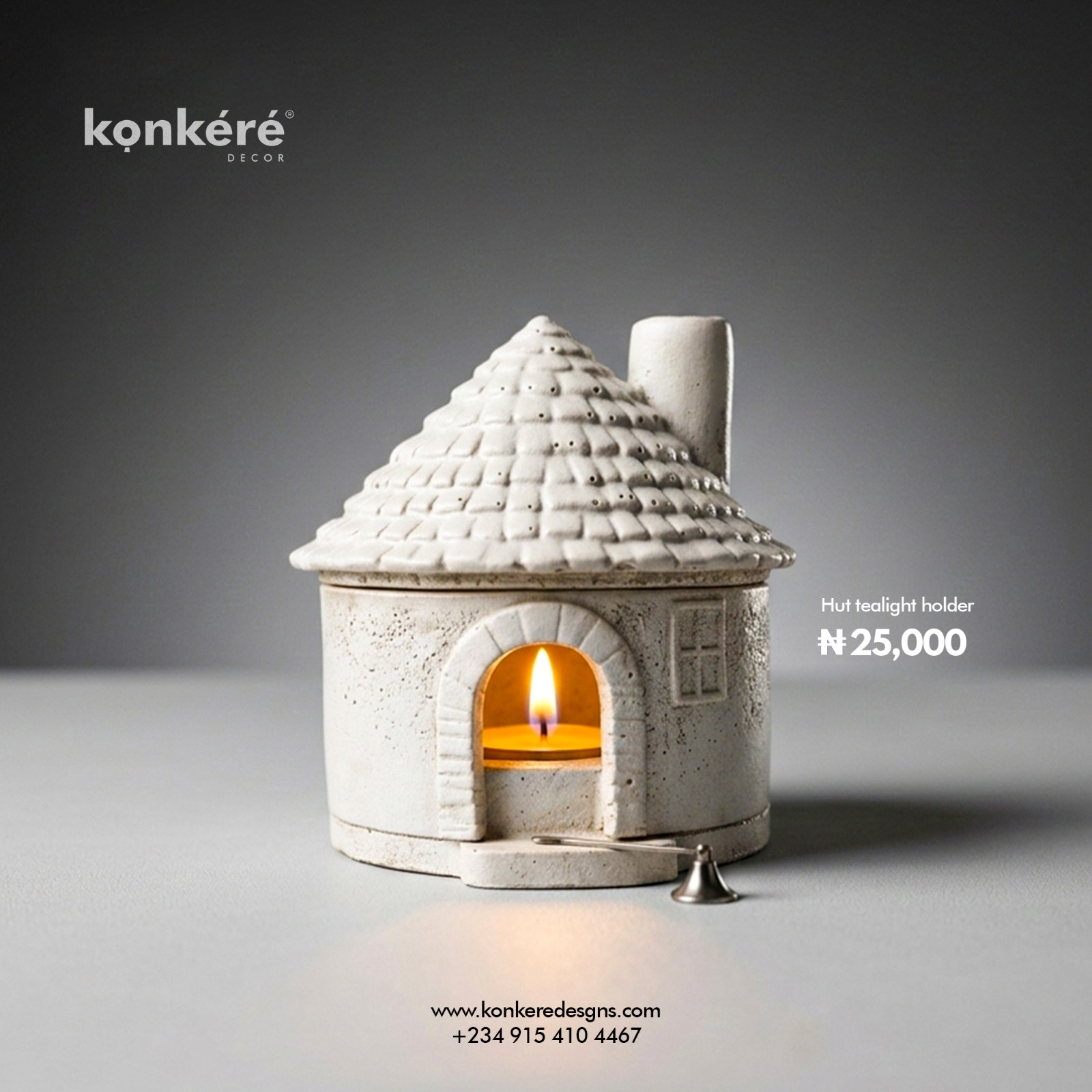 hut tealight holder | rustic concrete incense burner