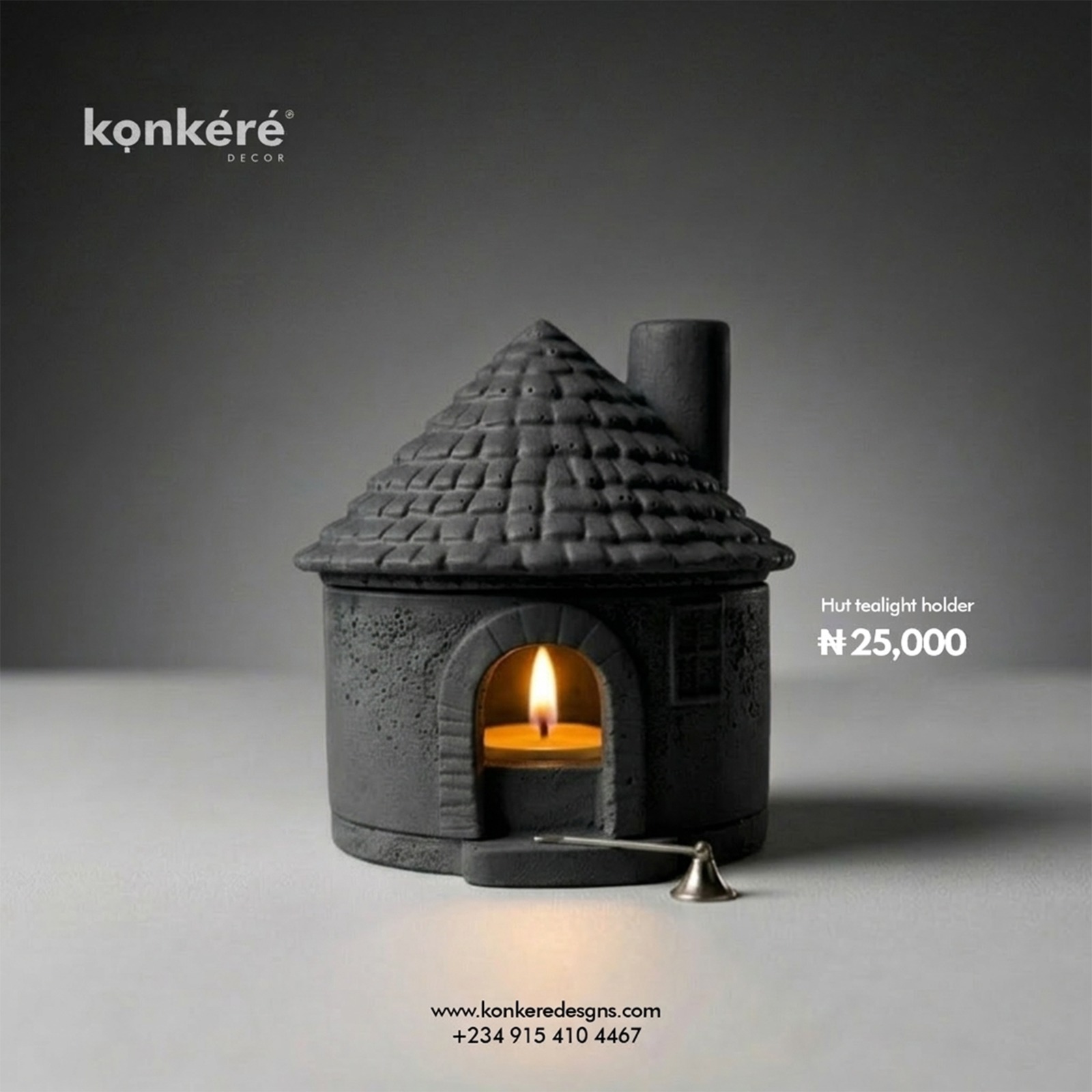 hut tealight holder | rustic concrete incense burner