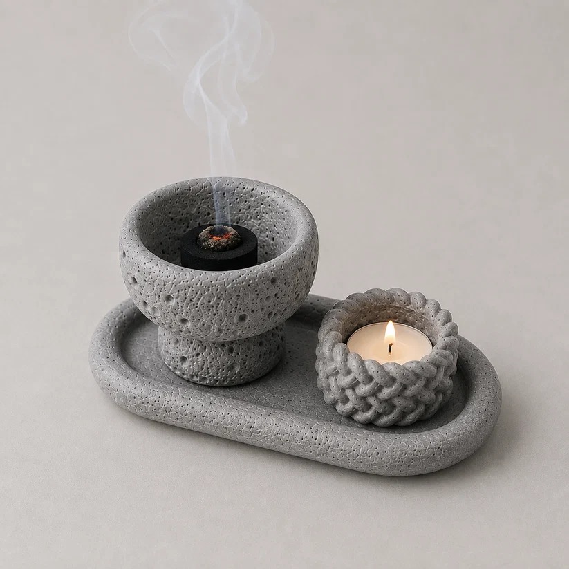 modern incense burner & candle holder set for stylish home décor