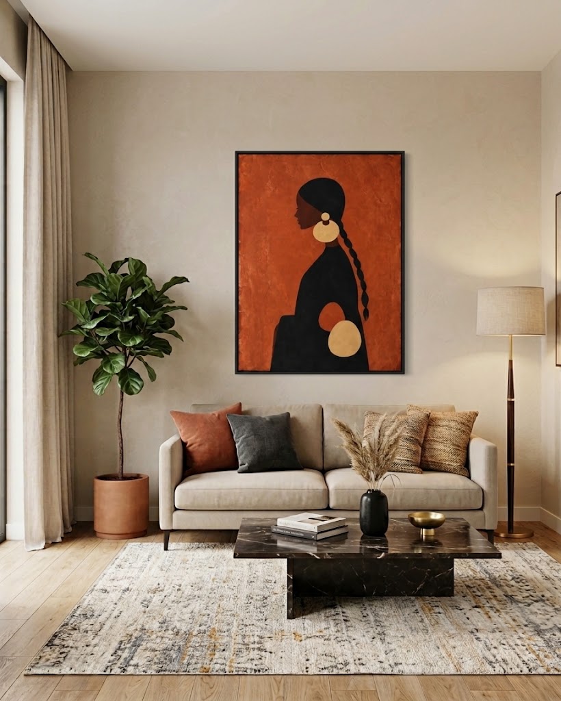 golden profile african woman canvas art