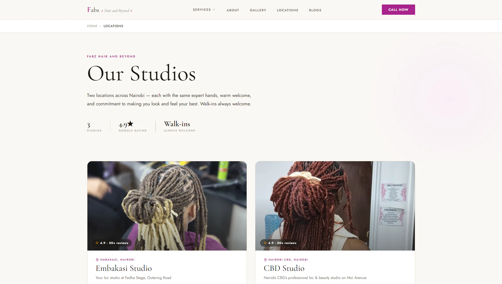 Fabz Hair and Beyond: Locations page