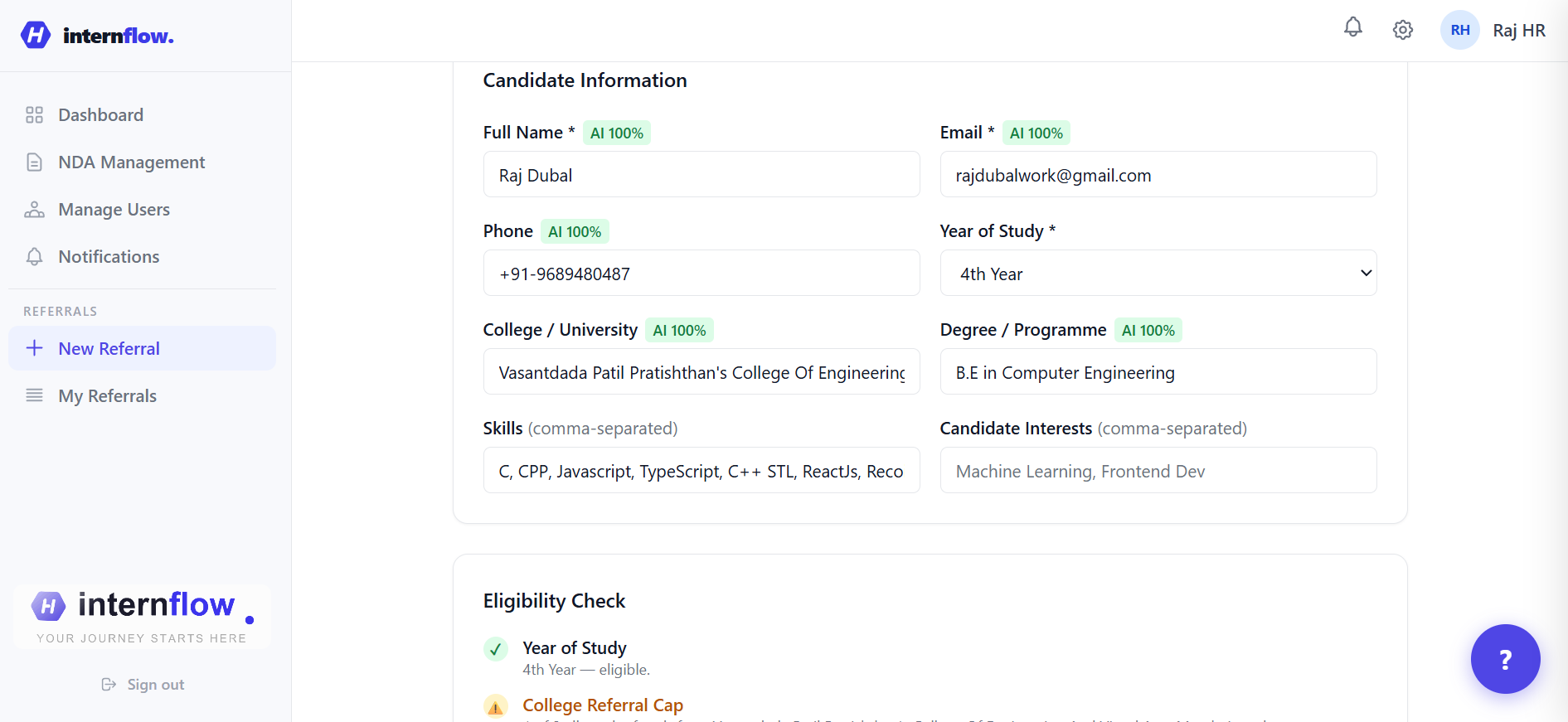 Intern Flow screenshot 2