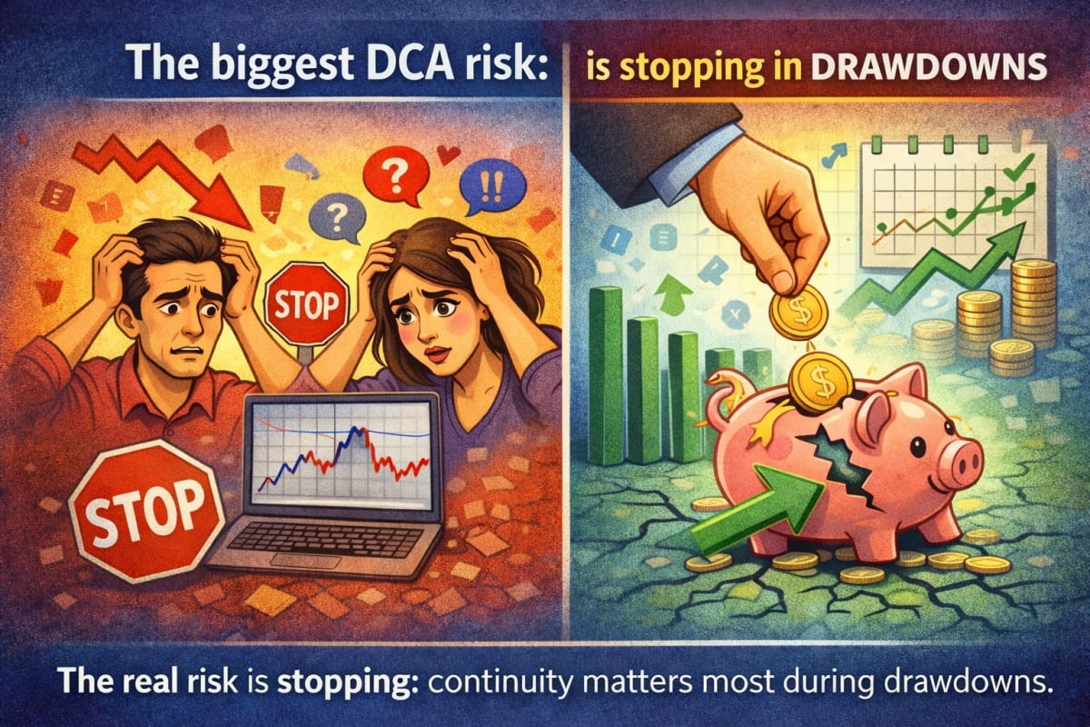 The biggest DCA risk is stopping in drawdowns