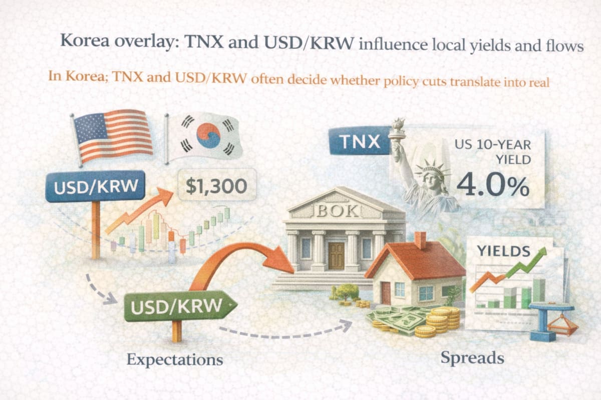 Korea overlay: TNX and USD/KRW influence local yields and flows