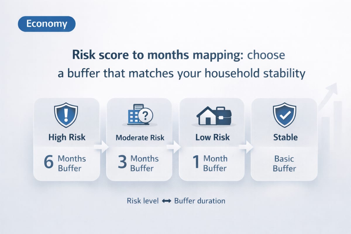 Risk score to months mapping: choose a buffer that matches your household stability