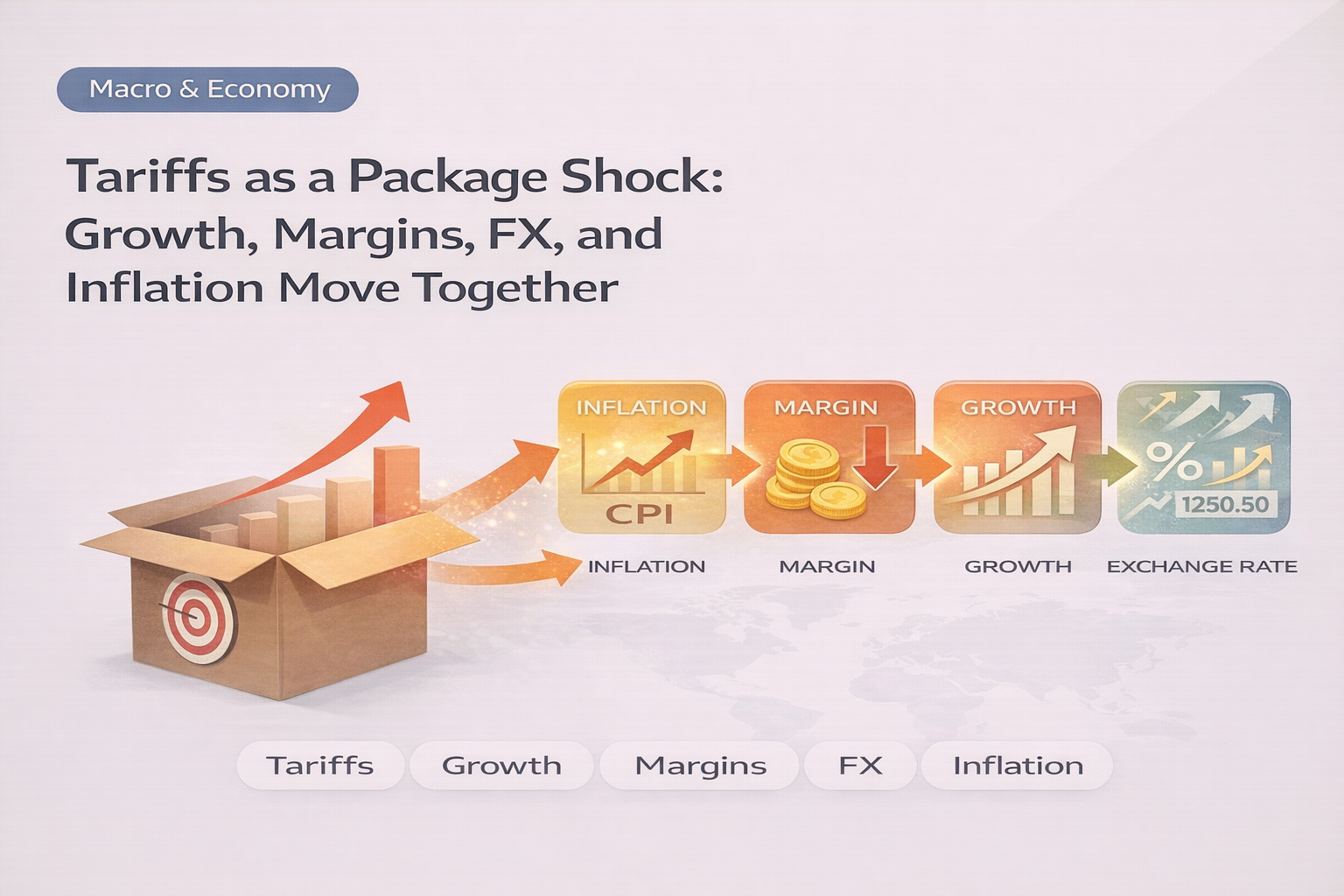 Tariffs as a Package Shock: Growth, Margins, FX, and Inflation Move Together