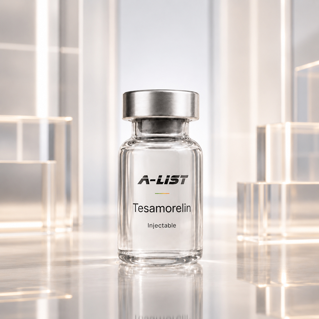 A-LIST Tirzepatide (with B12) vial, amber glow