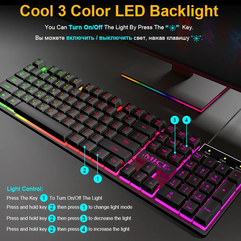 IMICE CLAVIER+SOURIS MECANIQUE GAMING IMICE MK-X10 - CLAVIER vue 2