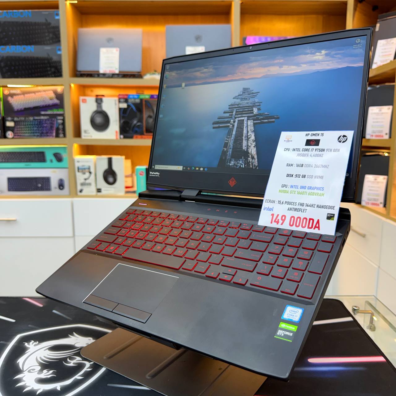 HP  HP OMEN 15 I7 9750H 16GB 512SSD GTX 1660TI 6GBVRM 15.6'' 144HZ - LAPTOP vue 3