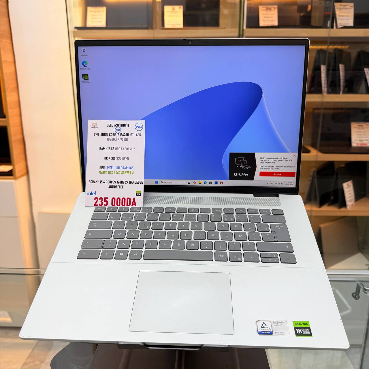 DELL DELL INSPIRON 16 INTEL CORE I7 13700H NVIDIA RTX 4060 16GB RAM 1TB SSD ECRAN 2K 120HZ  - LAPTOP vue 5