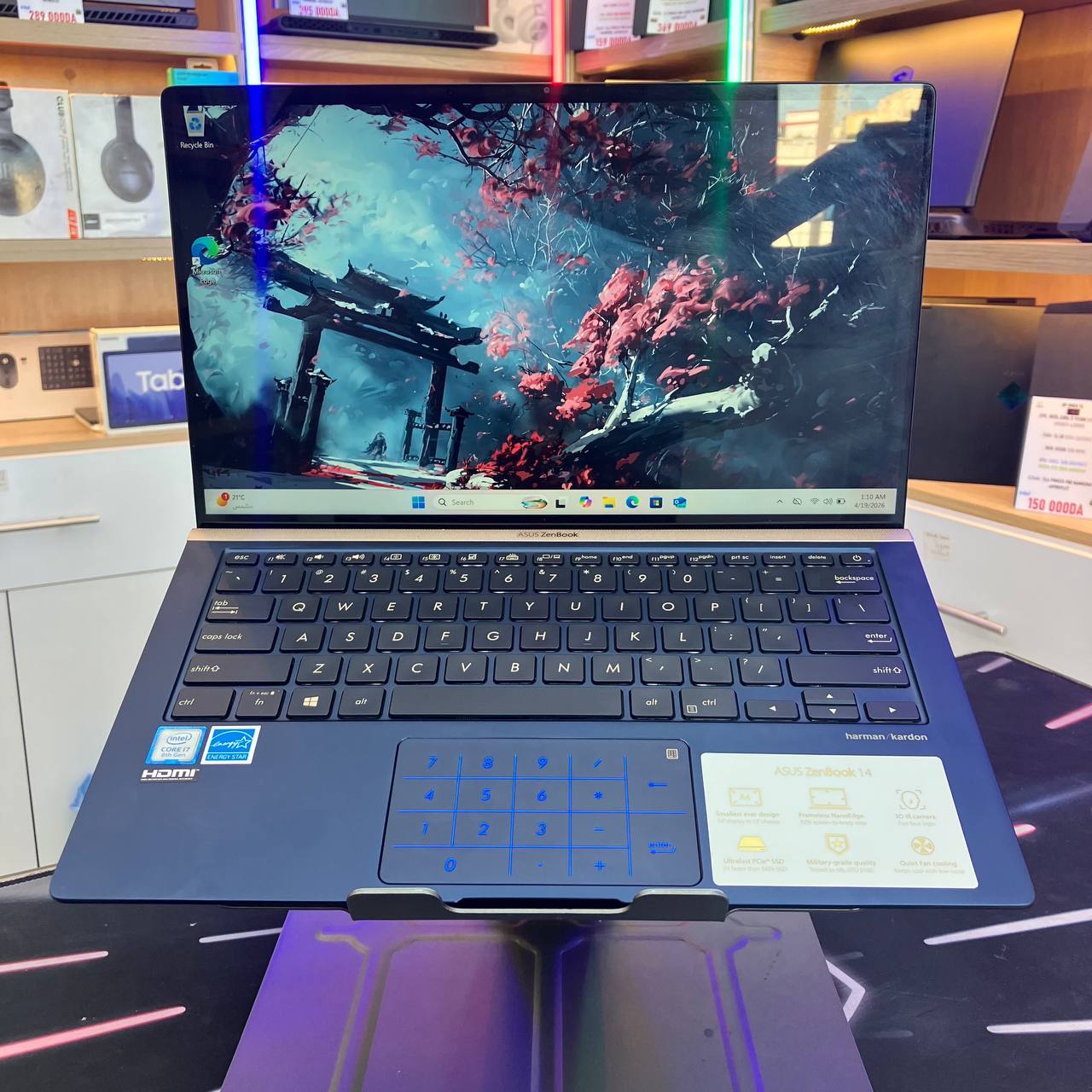 ASUS  ASUS ZENBOOK 14 CORE I7 8565U 16GB 512SSD 14 FHD - LAPTOP vue 2