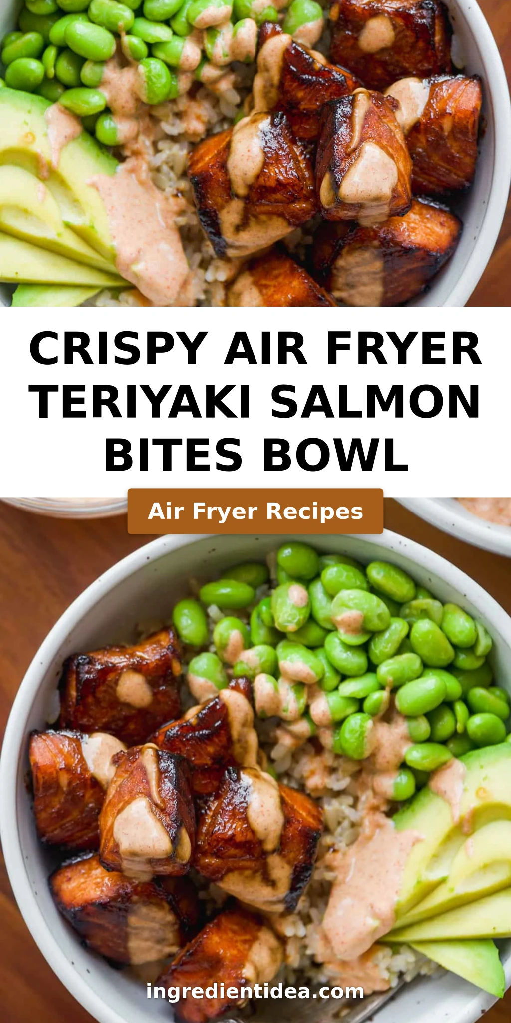 Crispy Air Fryer Teriyaki Salmon Bites Bowl