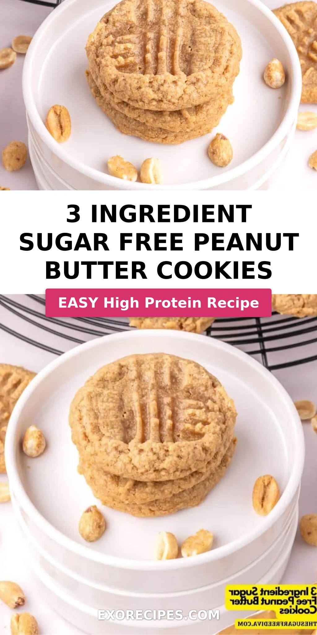 3 Ingredient Sugar Free Peanut Butter Cookies