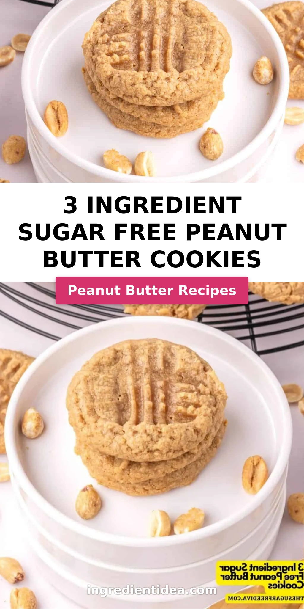 3 Ingredient Sugar Free Peanut Butter Cookies