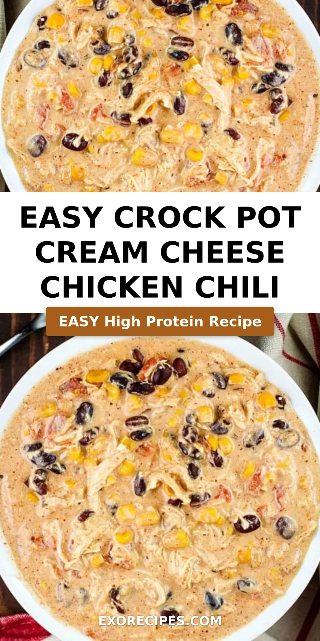 Easy Crock Pot Cream Cheese Chicken Chili