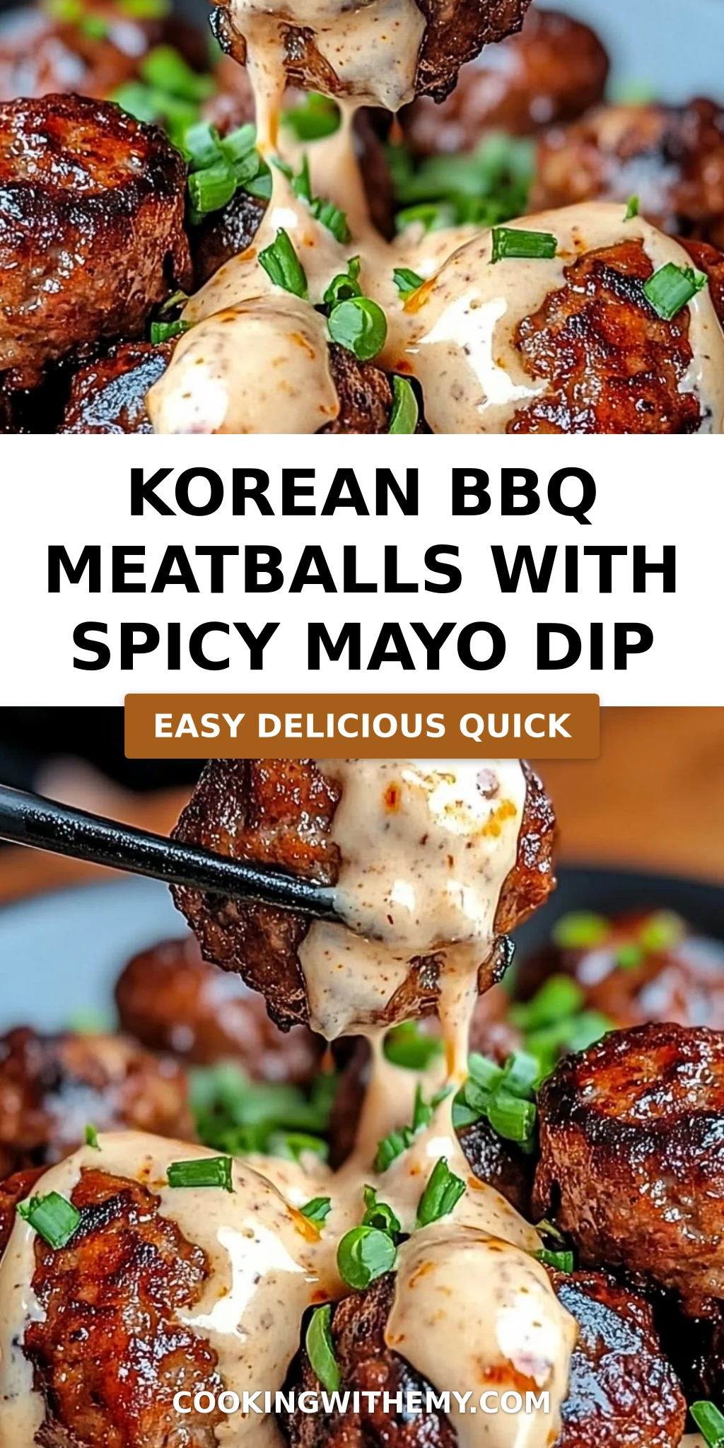 Korean BBQ Meatballs with Spicy Mayo Dip