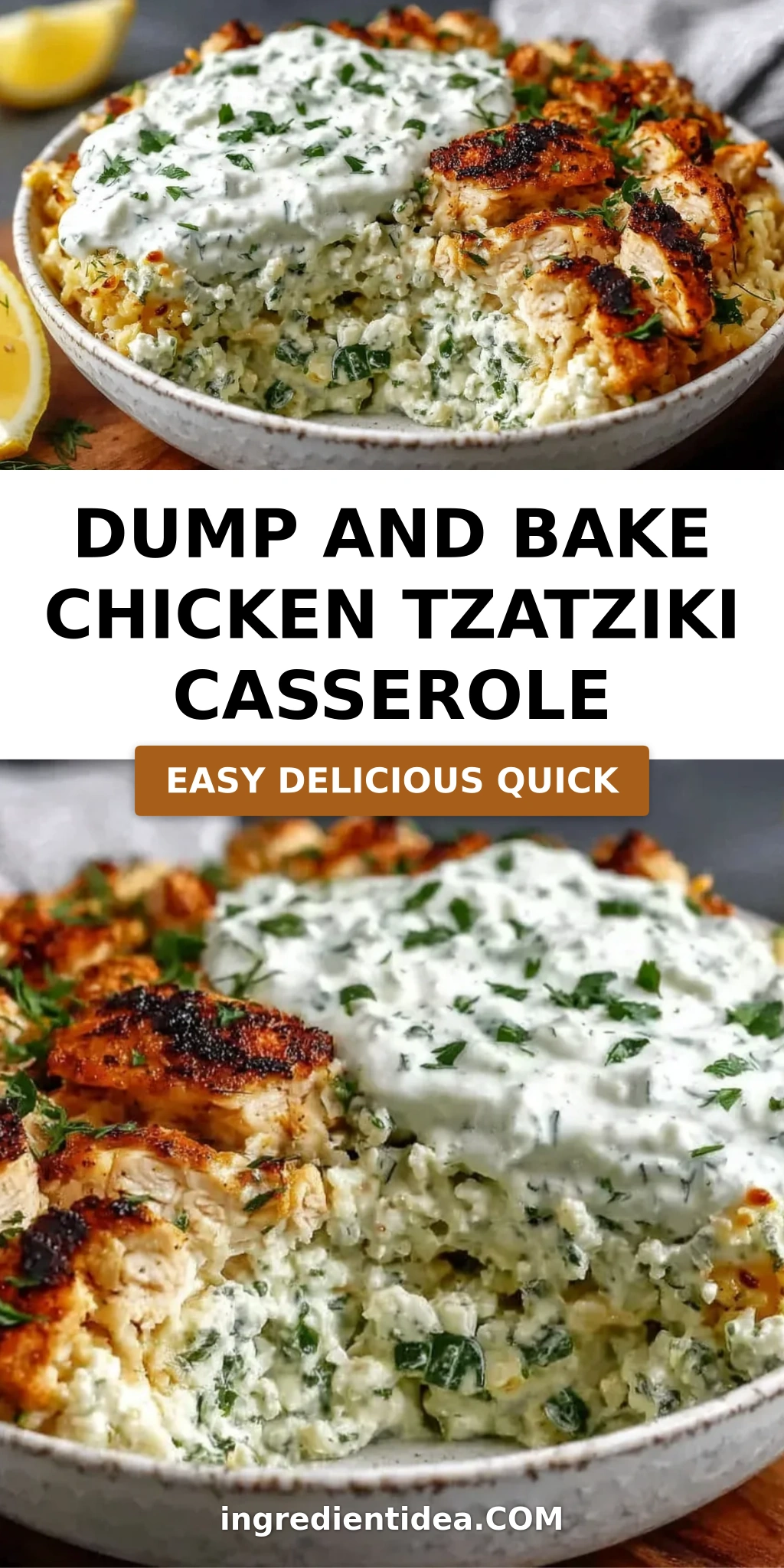 Dump and Bake Chicken Tzatziki Casserole