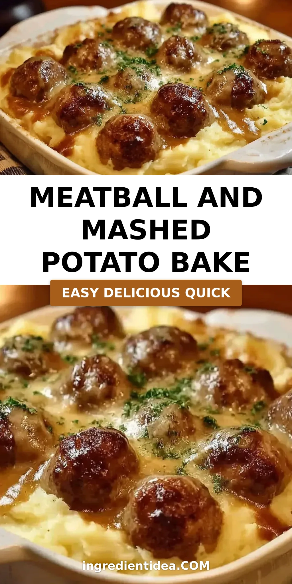Meatball and Mashed Potato Bake