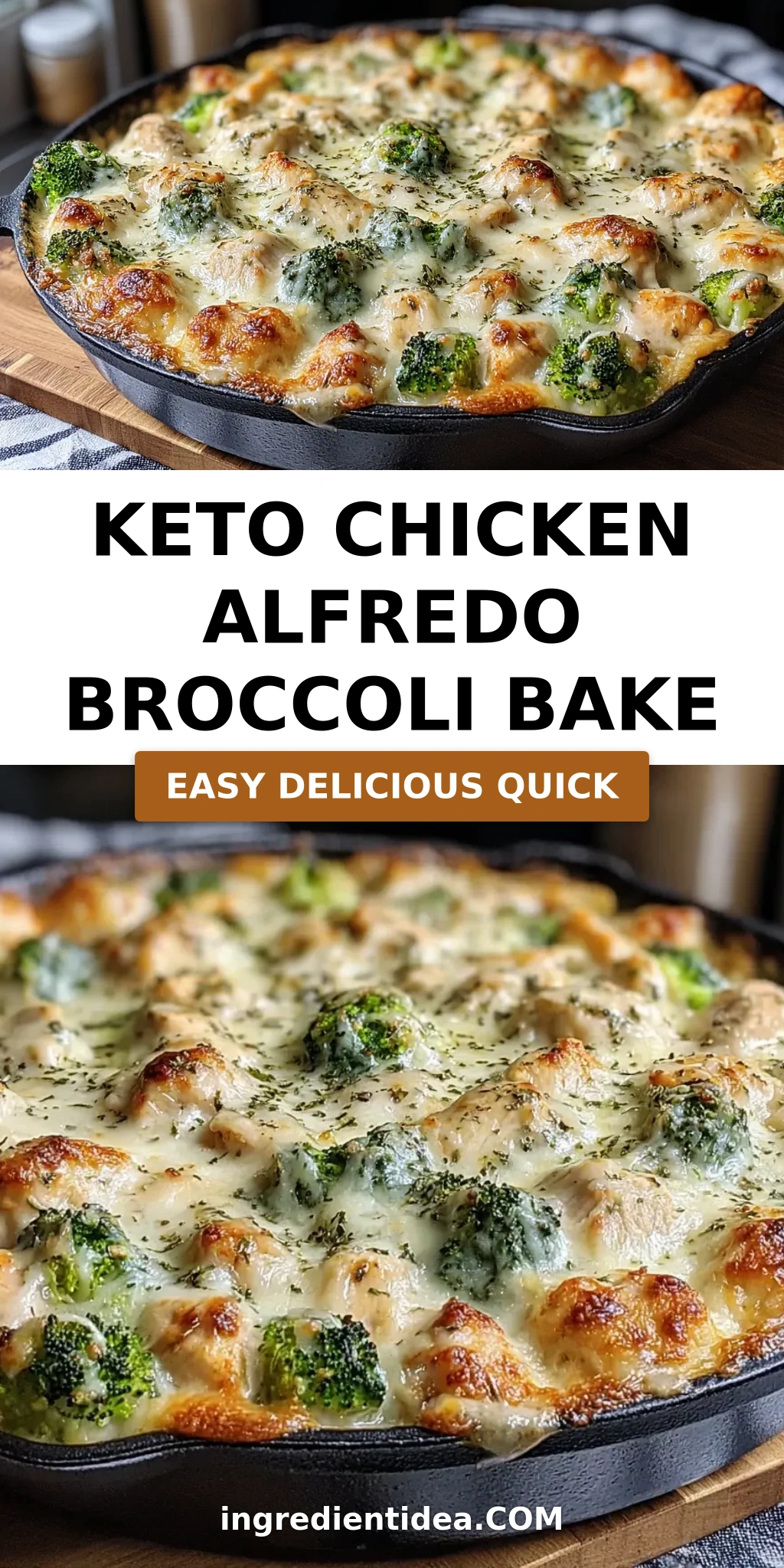 Keto Chicken Alfredo Broccoli Bake