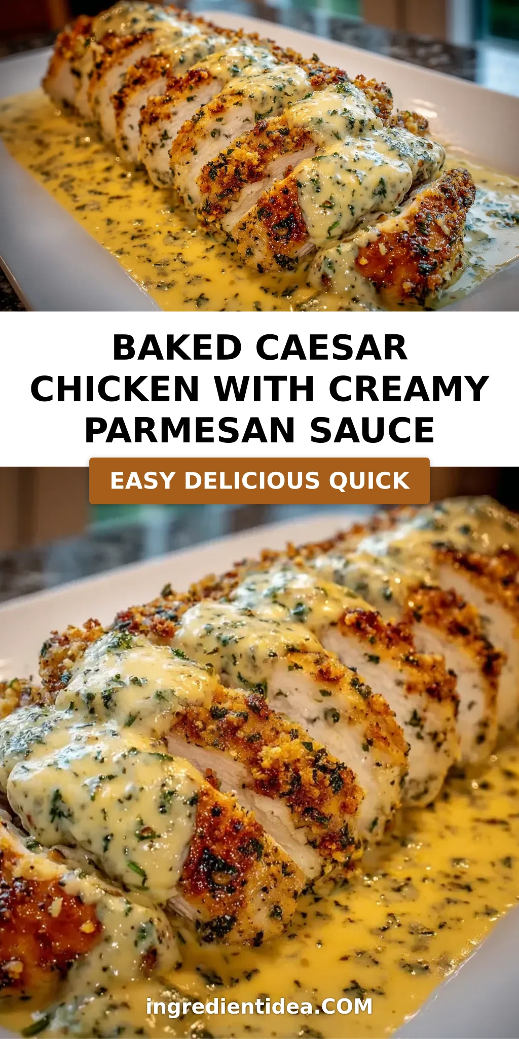 Baked Caesar Chicken with Creamy Parmesan Sauce