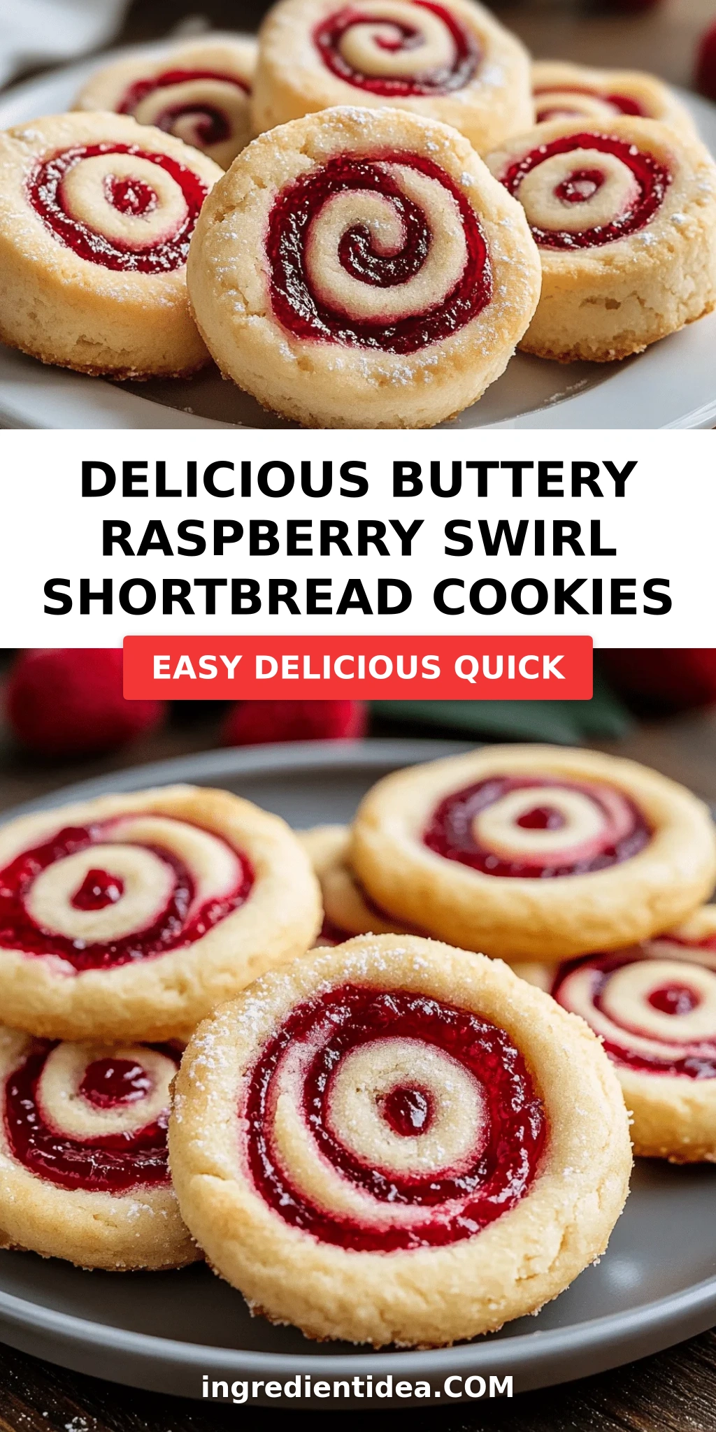 Delicious Buttery Raspberry Swirl Shortbread Cookies