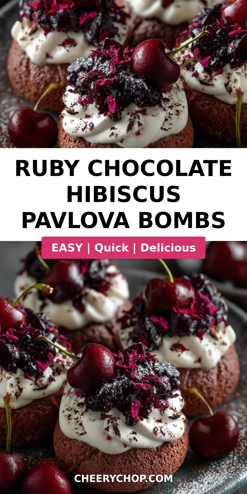 Ruby Chocolate Hibiscus Pavlova Bombs