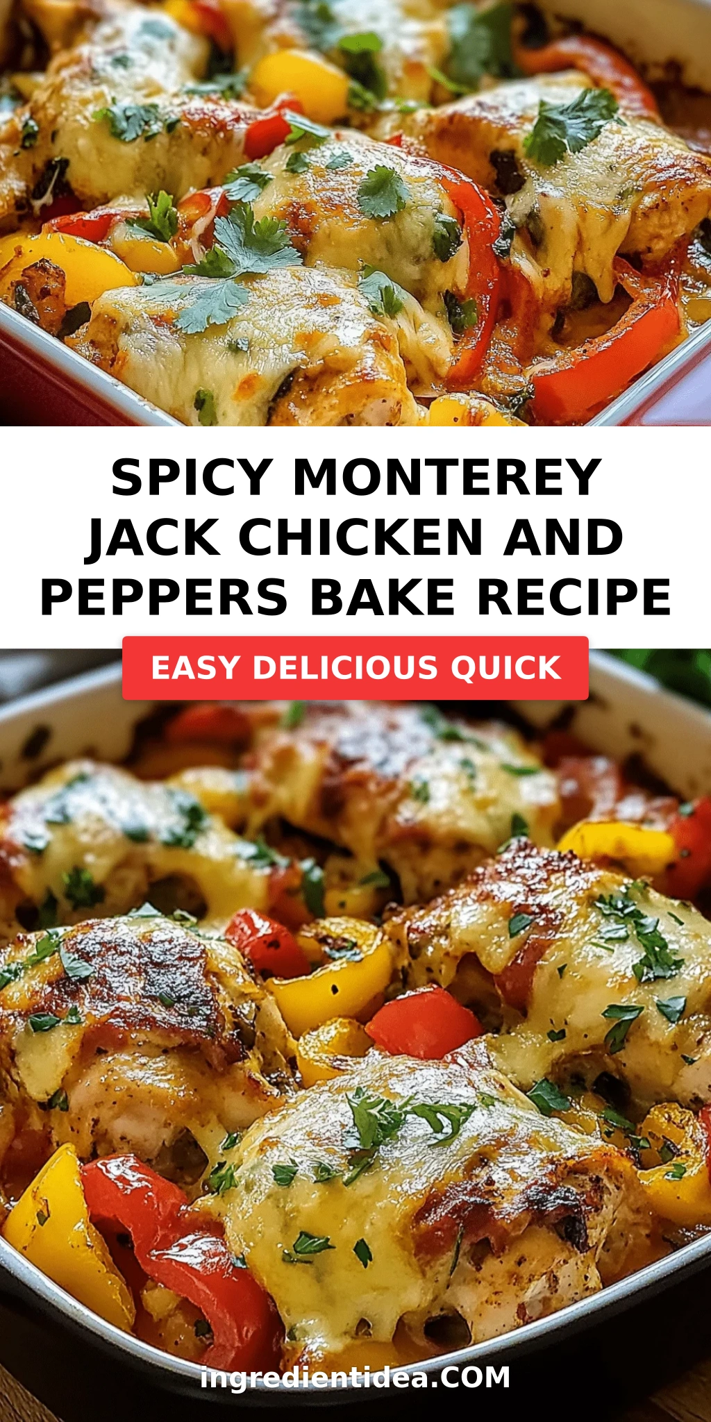 Spicy Monterey Jack Chicken and Peppers Bake Recipe