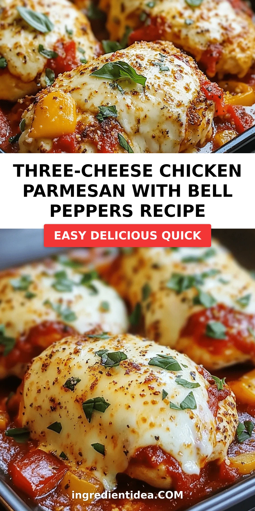 Three-Cheese Chicken Parmesan with Bell Peppers Recipe