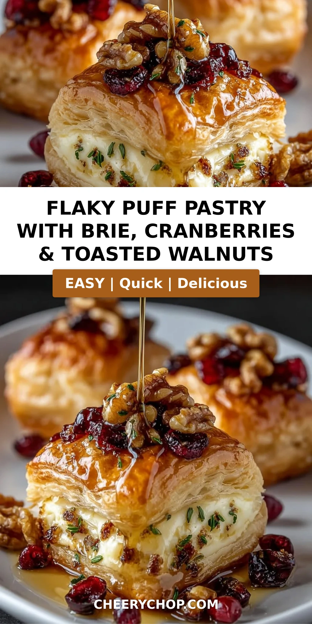 Flaky Puff Pastry with Brie, Cranberries & Toasted Walnuts