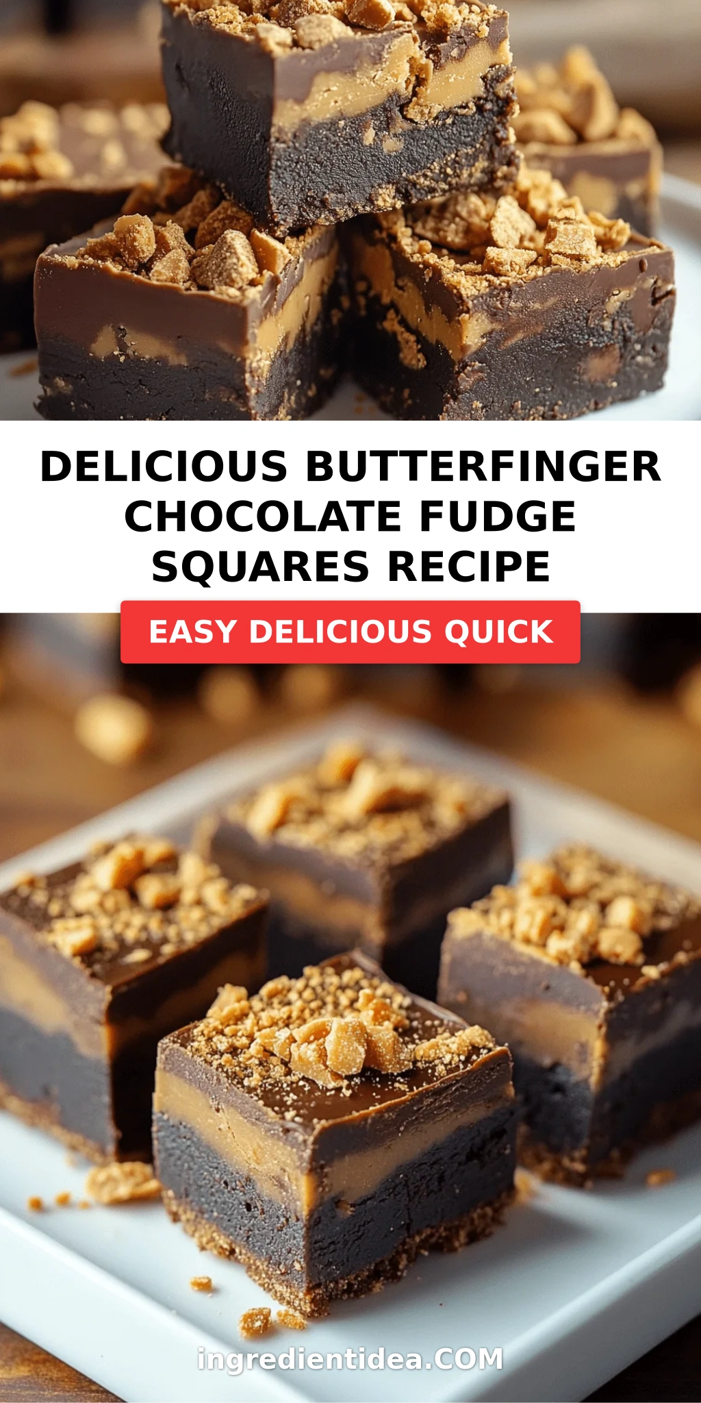 Delicious Butterfinger Chocolate Fudge Squares Recipe