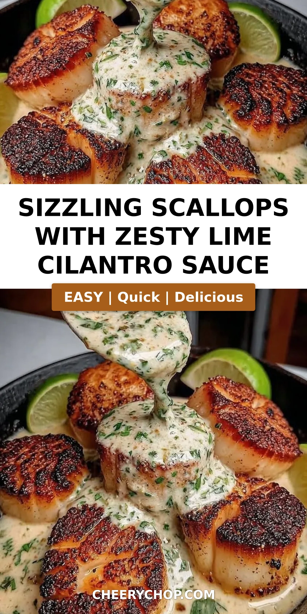 Sizzling Scallops with Zesty Lime Cilantro Sauce