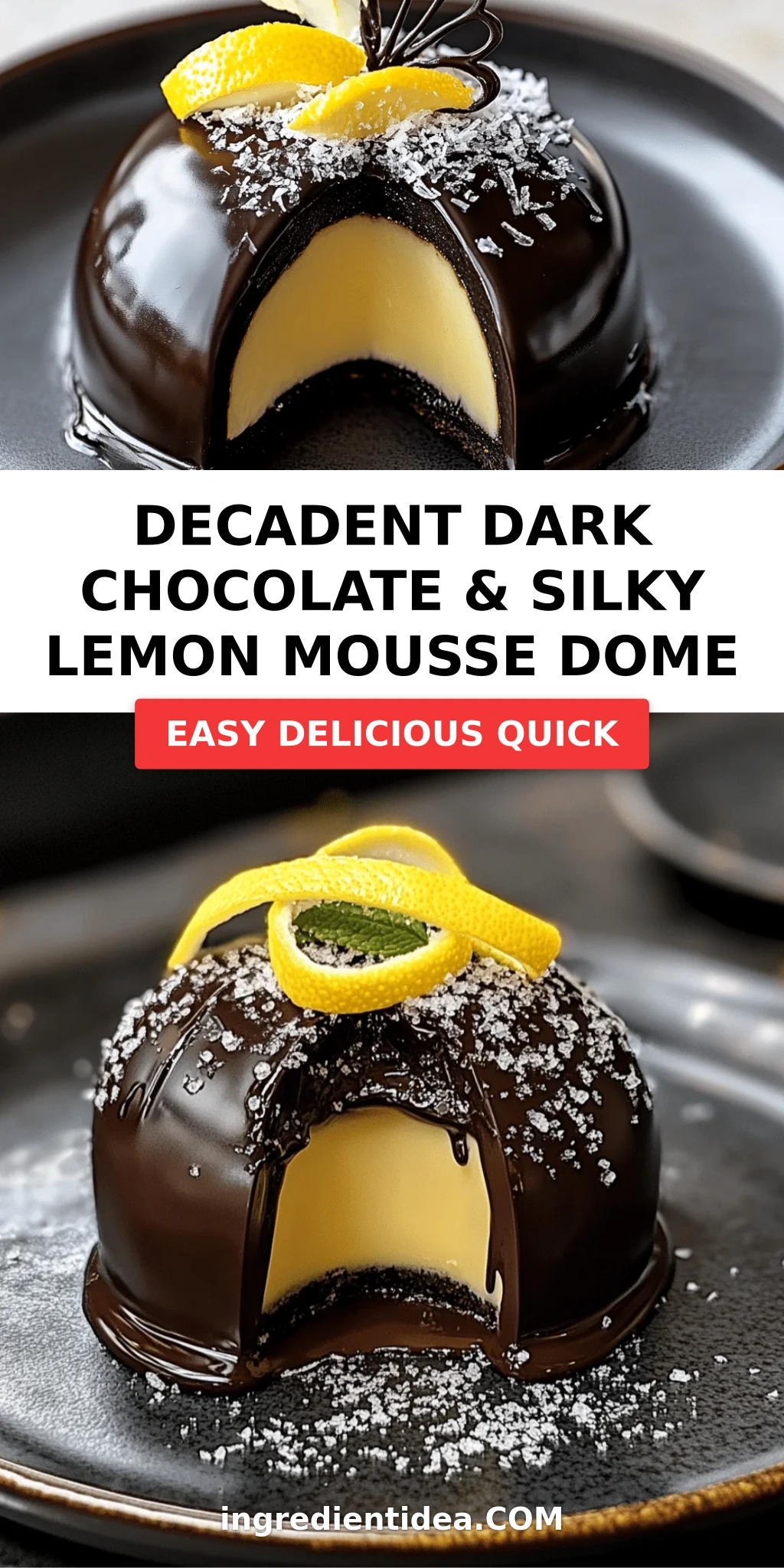Decadent Dark Chocolate & Silky Lemon Mousse Dome