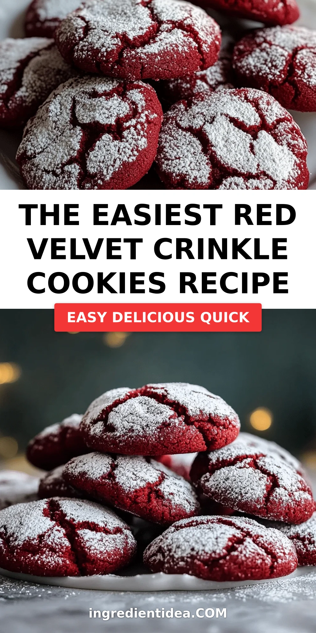 The Easiest Red Velvet Crinkle Cookies Recipe