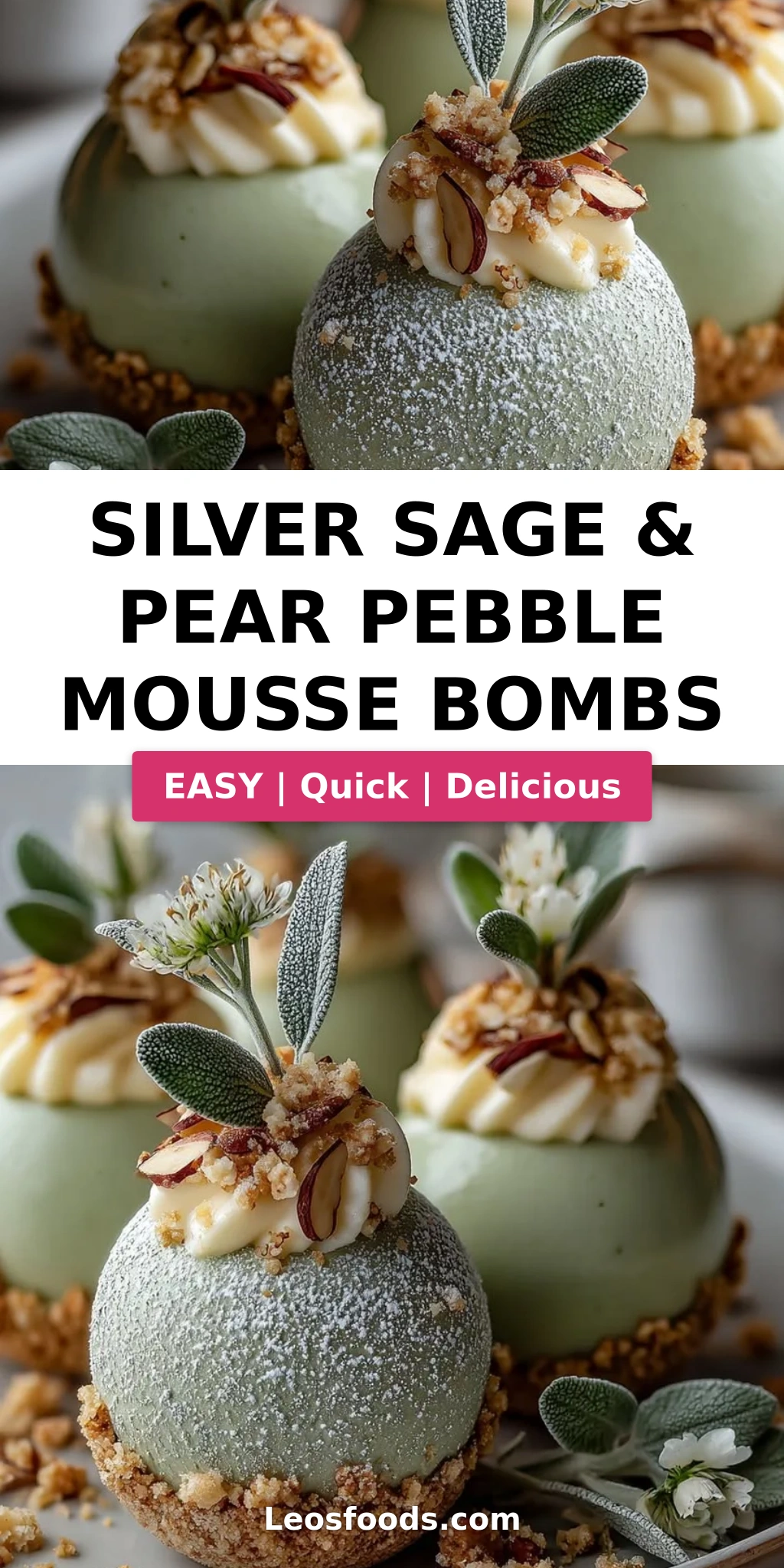 Silver Sage & Pear Pebble Mousse Bombs