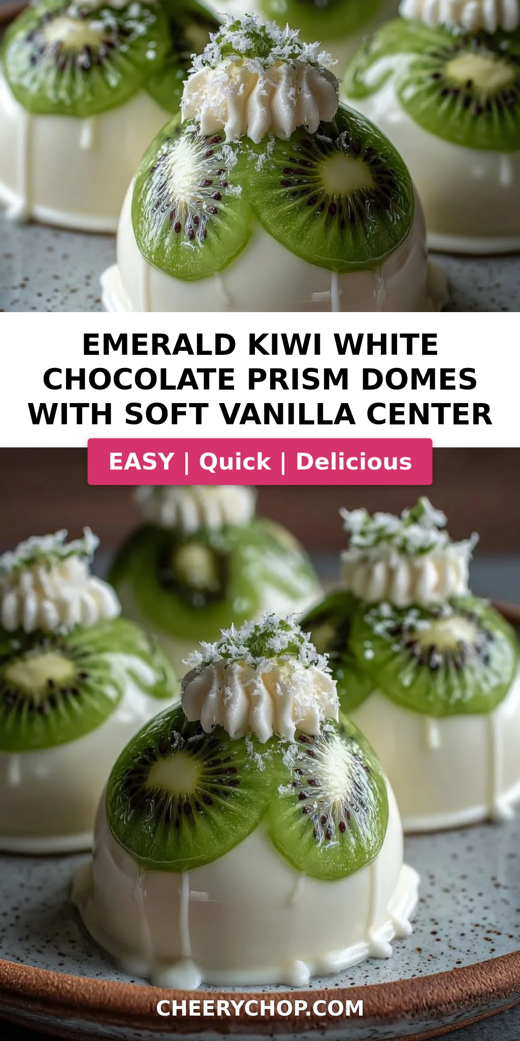 Emerald Kiwi White Chocolate Prism Domes with Soft Vanilla Center