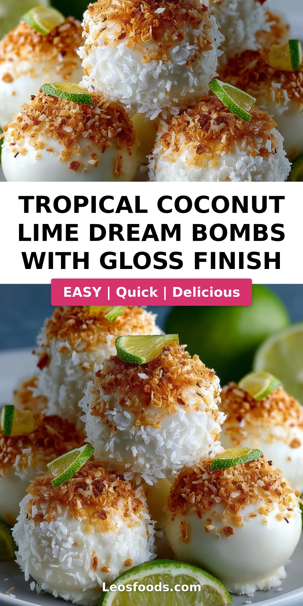 Tropical Coconut Lime Dream Bombs with Gloss Finish