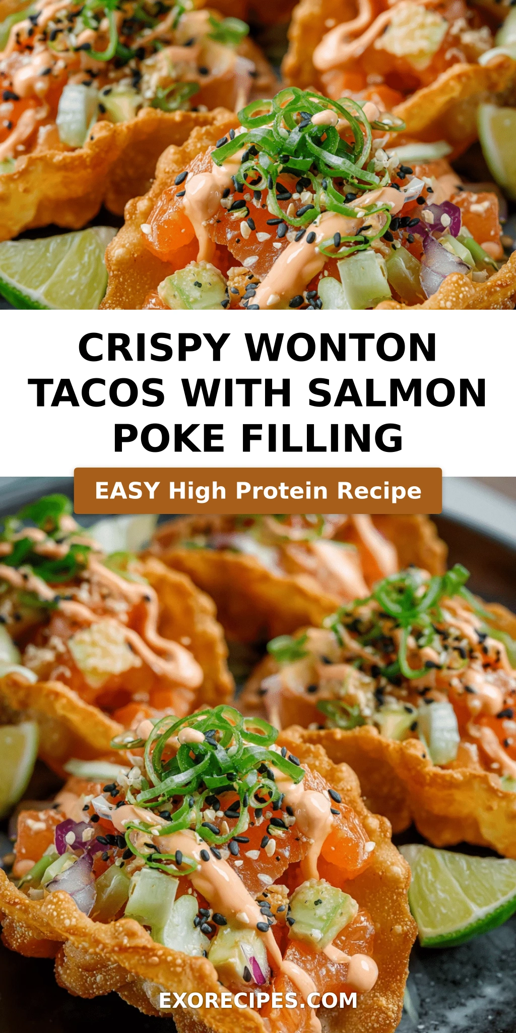 Crispy Wonton Tacos with Salmon Poke Filling