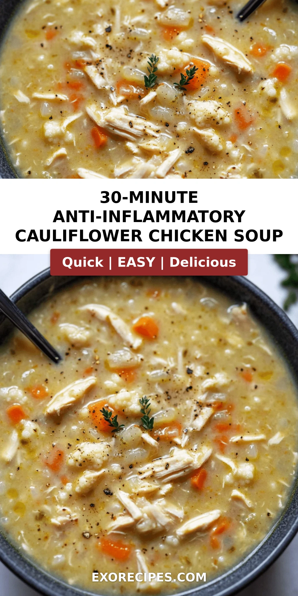 30-Minute Anti-Inflammatory Cauliflower Chicken Soup