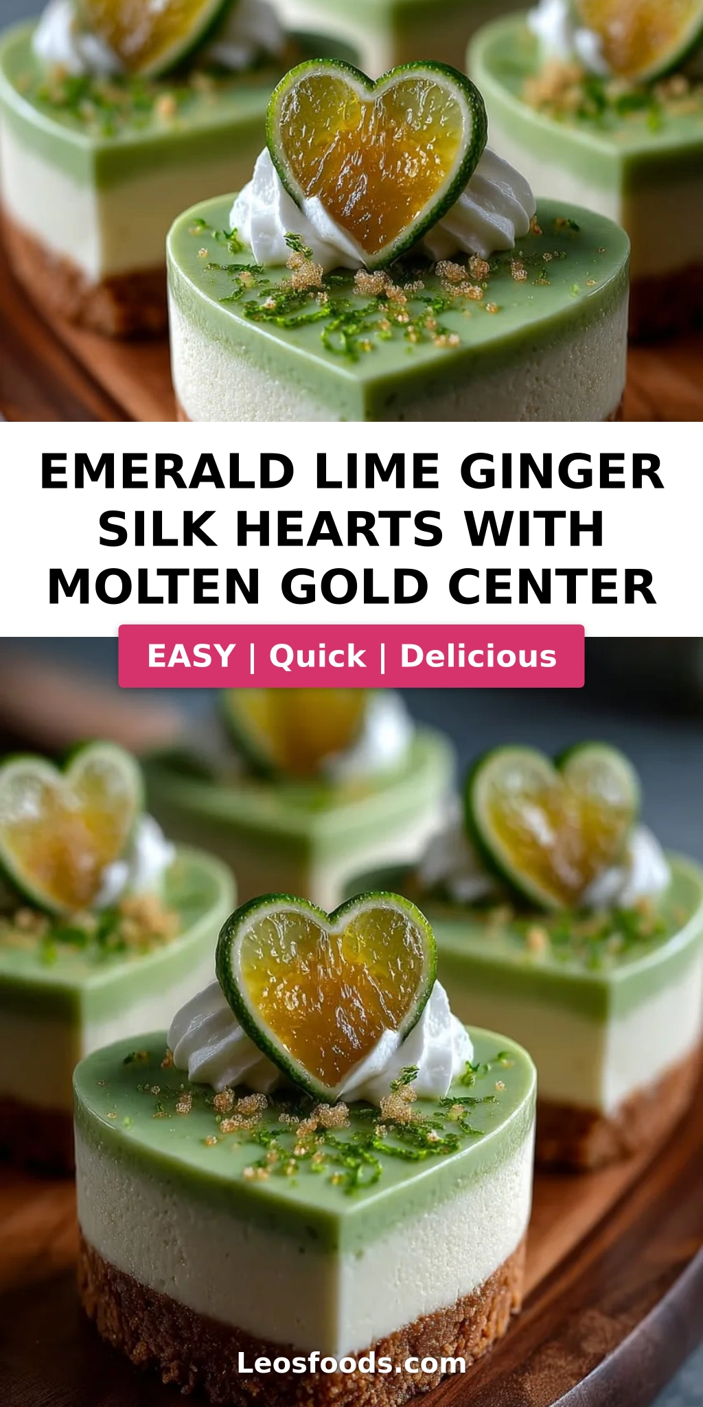 Emerald Lime Ginger Silk Hearts with Molten Gold Center