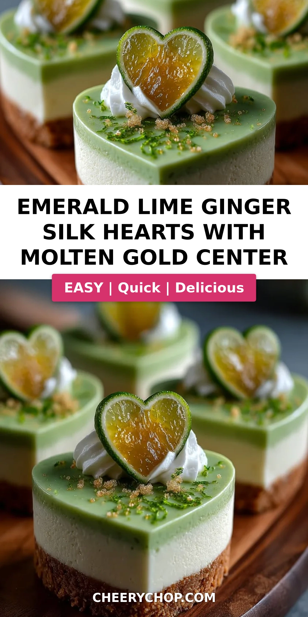 Emerald Lime Ginger Silk Hearts with Molten Gold Center